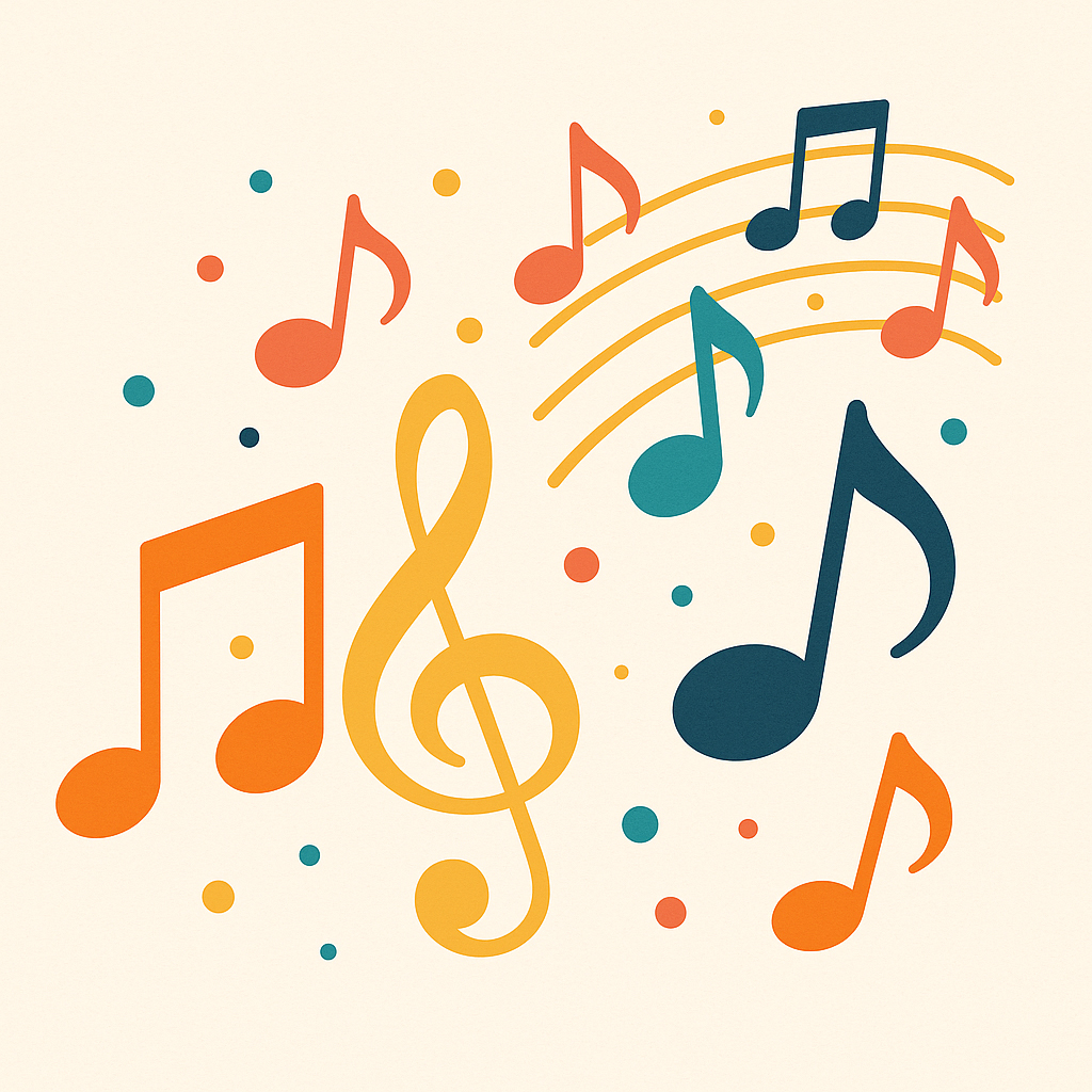 Cheerful music notes graphic
