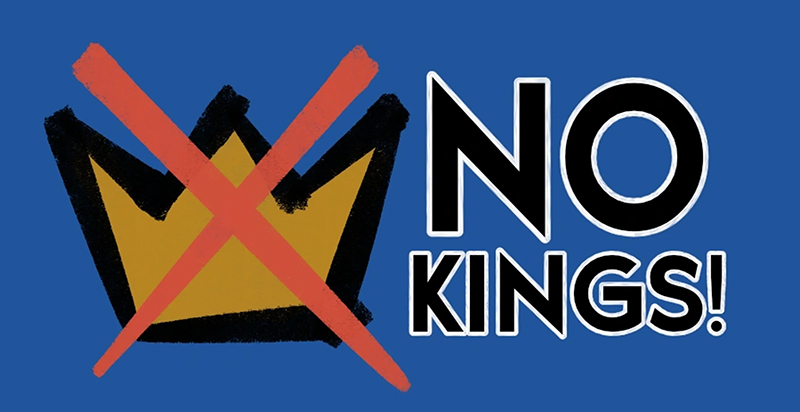 No Kings [crossed out crown]